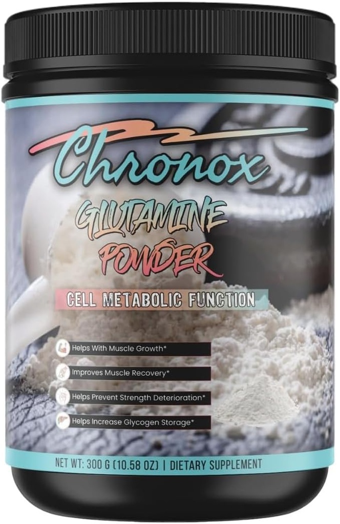 Chronox poudre de glutamine biologique - stimule le métabolisme cellulaire et la performance physique - supplément de glutamine pour la réparation et la récupération musculaire - poudre de glutamine biologique améliore les niveaux de fitness