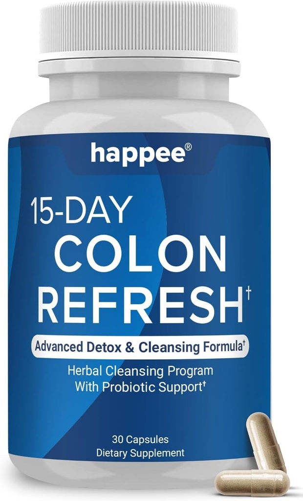 Happee Colon Cleanser & Detox per il supporto per la perdita di peso - 15 giorni Colon Cleanse Pills & Gut Support Probiotics Men Women - Fast Natural Laxatives Constipation Relief
