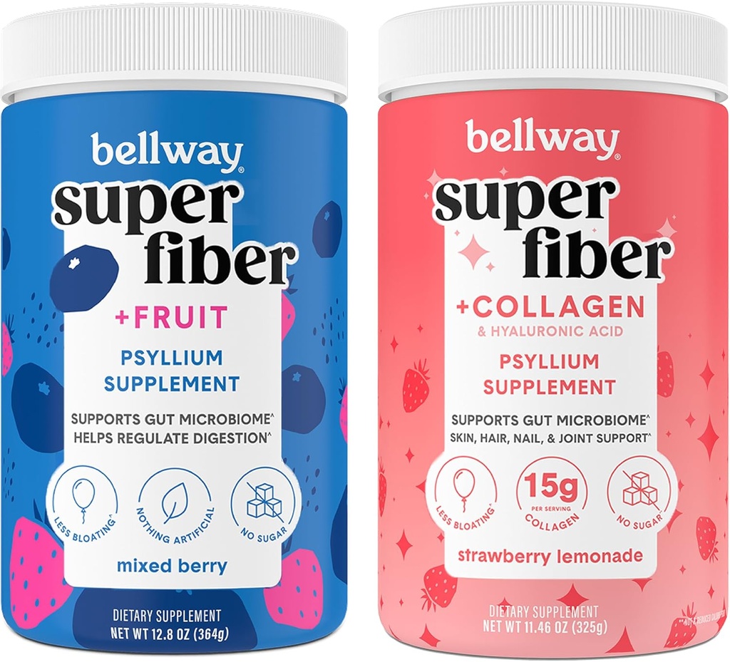 Bellway Super Fiber Powder + Frucht, gemischte Berry Super Fiber Powder + Collagen, Erdbeer-Lemonade