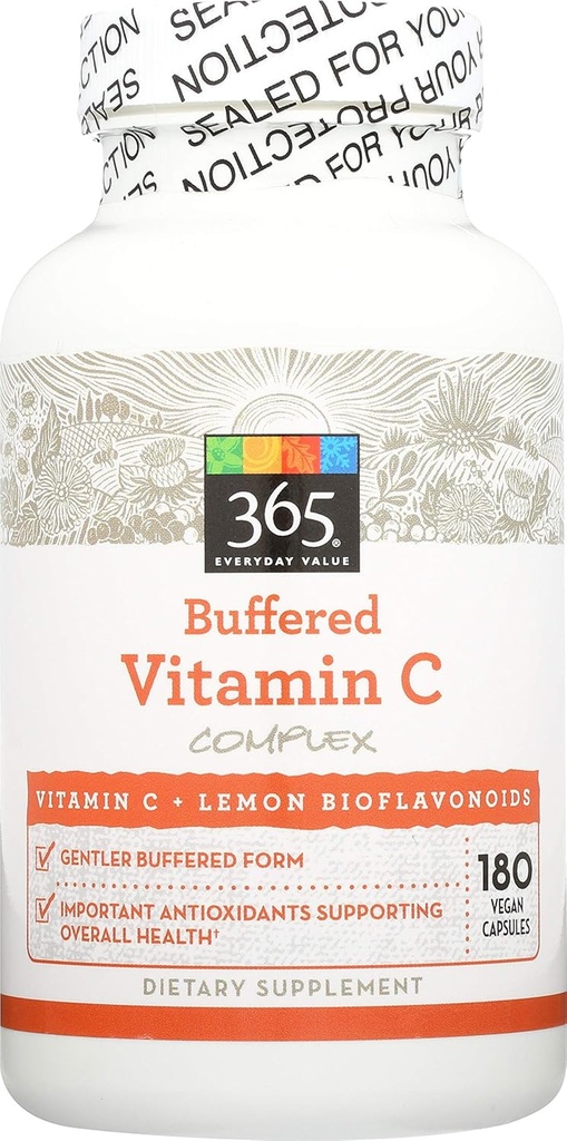 365 von Whole Foods Market, gepuffertes Vitamin C mit Bioflavonoiden 500mg, 180 Count