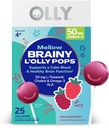 OLLY Mellow Buddies L’OLLY Pops, L-Theanine, Choline, Omega-3 ALA, Kinder 4+ Nahrungsergänzungsmittel Lollipops, Unterstützt eine ruhige Stimmung & Gesunde Gehirnfunktion,* Vegan, Himbeer Flavored, 25 Count