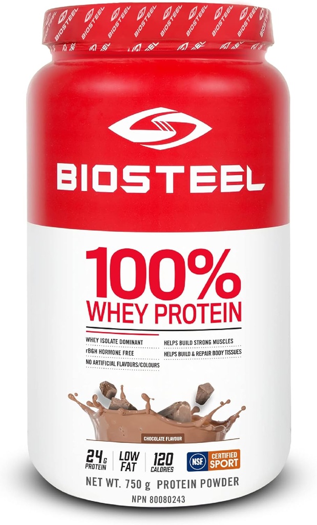 BioSteel Sports 100% Whey Protein Powder Supplement, RBGH Hormone Free & Non-GMO Post Workout Formula, Cioccolato, 25 Serve, 25.5 once