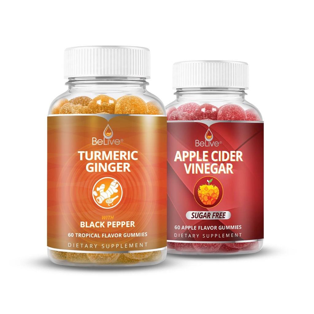 Gummies dell'aceto di sidro e della curcuma di BeLive per il supporto inmune, il supporto alla mobilità, il disintossico, la pulizia e la salute digestiva