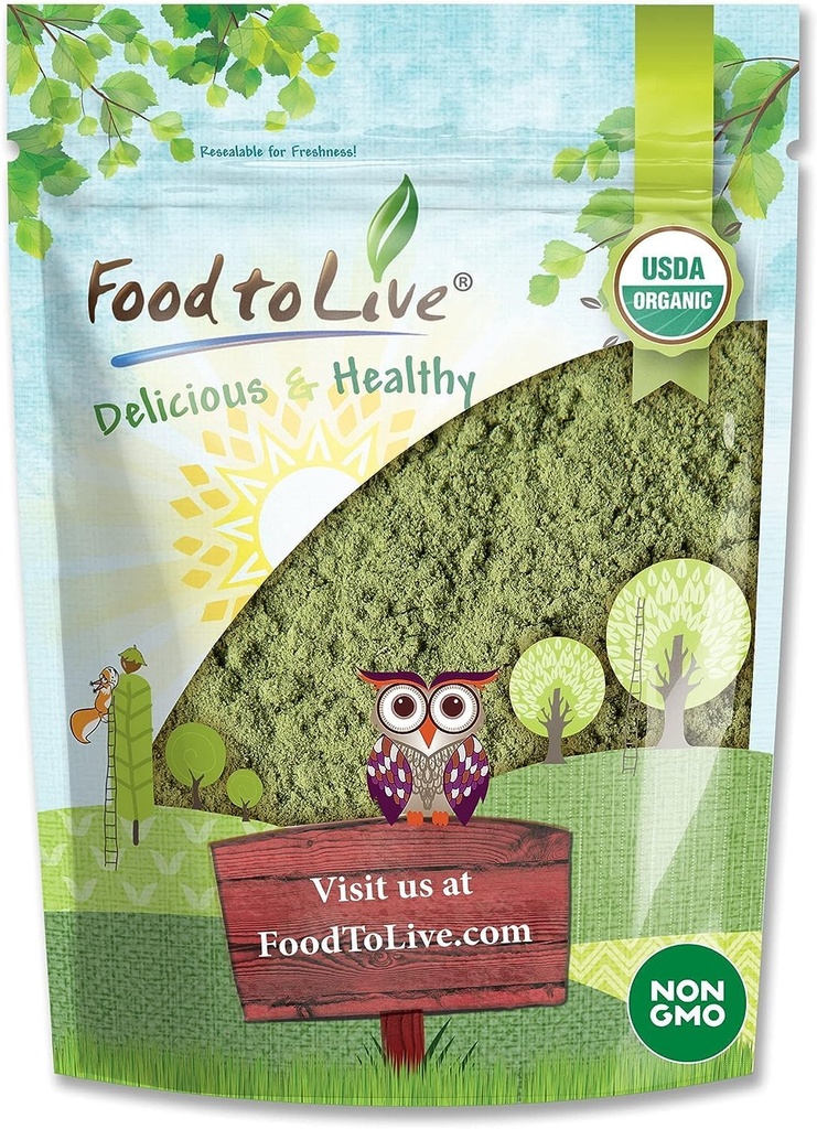 Cibo per vivere la polvere di Alfalfa Organica, 4 once – Non OGM, fatto da foglie giovani di segale crudo, vegano, Bulk, Grande per cuocere, succhi, Smoothies, tè e bevande. Buona fonte di fibre e proteine alimentari