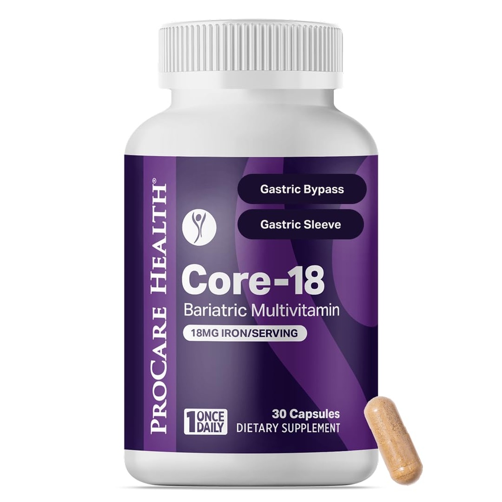ProCare Health Bariatric Multivitamin con Iron 18mg (30 Facile da ingoiare capsule) - Post Op Vitamine baratriche per Gastric Bypass Pills - Deve avere per pazienti a maniche (1 mese di fornitura)