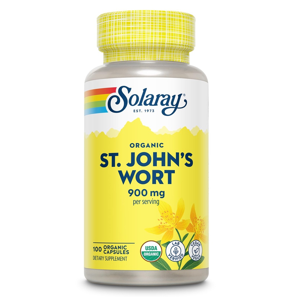 SOLARAY St. John's Wort Aerial 450mg | Kräuter Unterstützung für Mood, Gehirn Gesundheit & Gesunde Schlaf | 100% Vegan, Non-GMO | 100ct