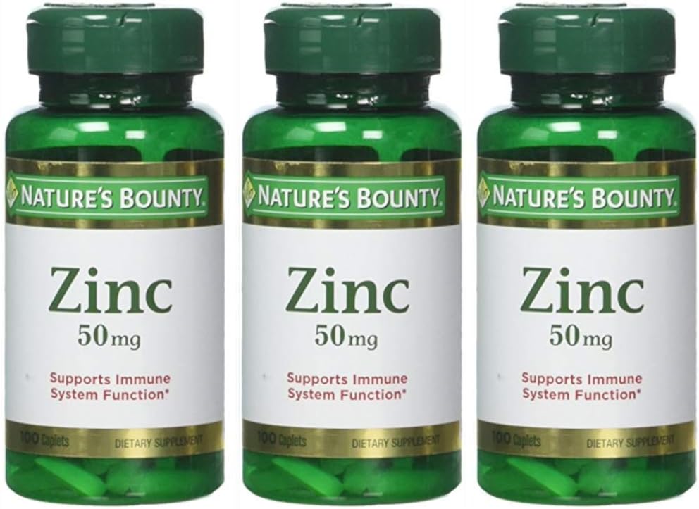 Nature's Bounty Zinc 50 mg Caplets 100 ea (Pack of 3)