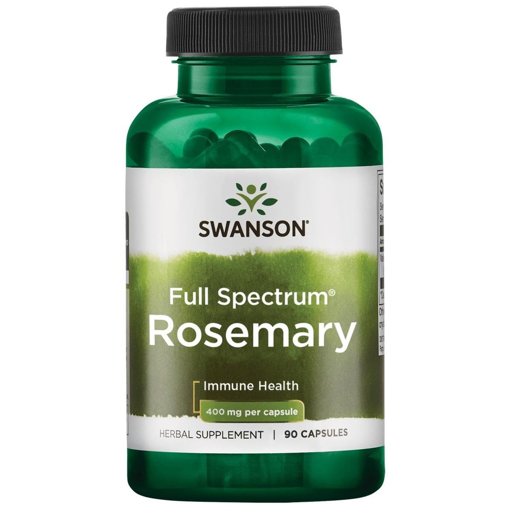 Swanson Full Spectrum Rosemary - Kräuter-Ergänzung Förderung Immun-Gesundheit-Unterstützung - Natürliche Formel, um zu helfen, die Körper und Unterstützung Gesamt Wellness - (90 Kapseln, 400mg Jeder)