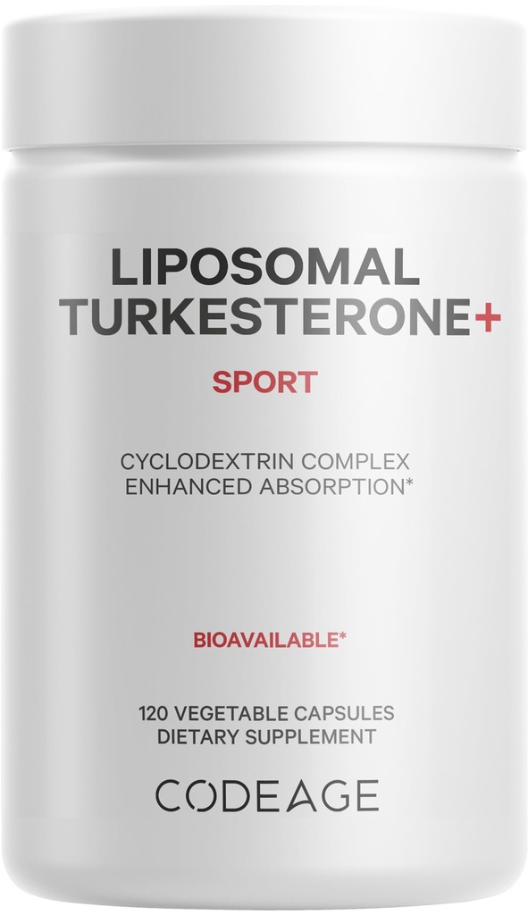 Codeage Turkesterone Supplement, 4-Monats-Versorgung, Hydroxypropyl-β-Cyclodextrin, Liposomale Lieferung, Sport, Pre & Post-Workouts, Ajuga Turkestanica, Vegan, Glutenfrei, Non-GMO - 120 Kapseln