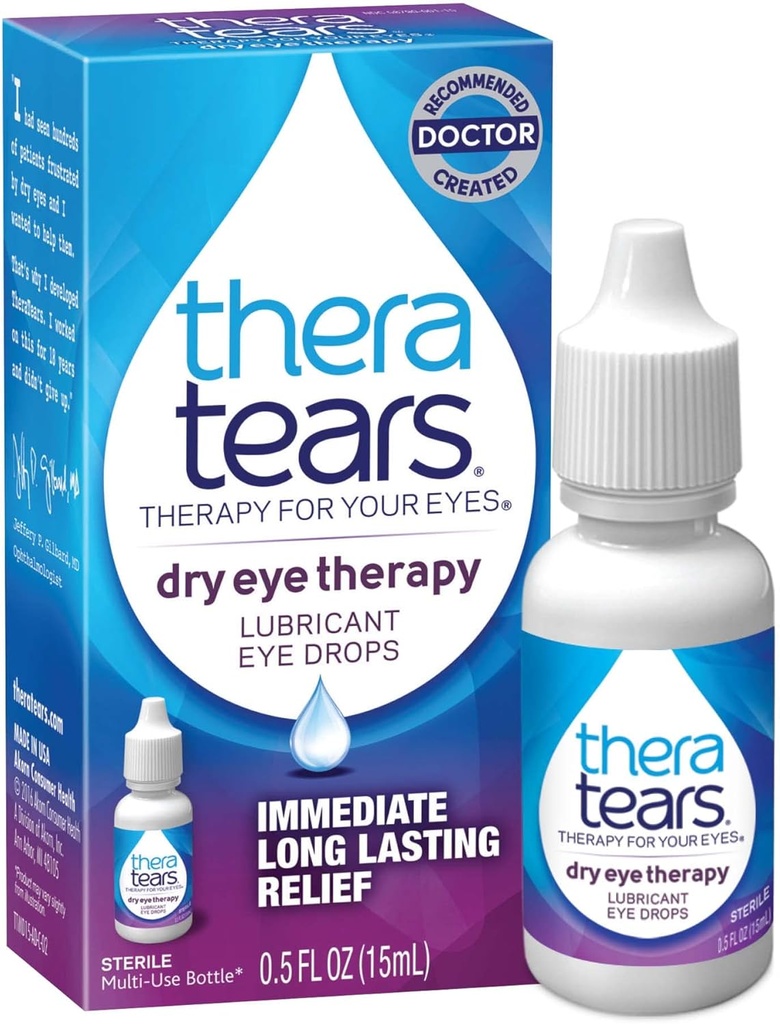 TheraTears Dry Eye Therapy Eye Drops Bundle mit 1.0 Fl Oz und 0.5 Fl Oz Flaschen