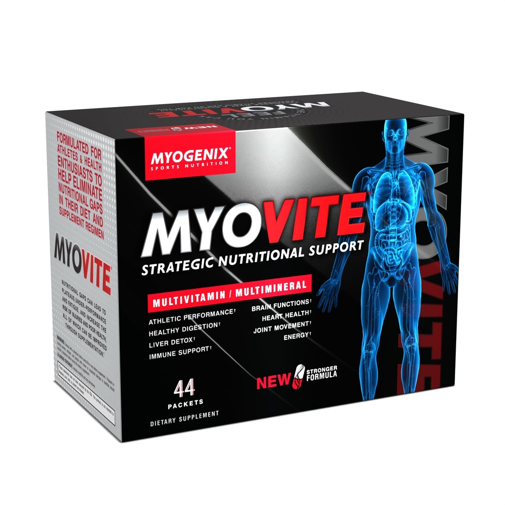 Myogenix Myovite Multivitamin – Supplemento giornaliero – Progettato per gli atleti – Supporta la salute comune, cardiaca e digestiva – Vitamine ad alte prestazioni per gli uomini e le donne – 44 Confezioni convenienti