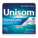 Unisom SleepGels, Nachtzeit Schlafhilfe, Diphenhydramin HCI 50 mg, 32 SoftGels
