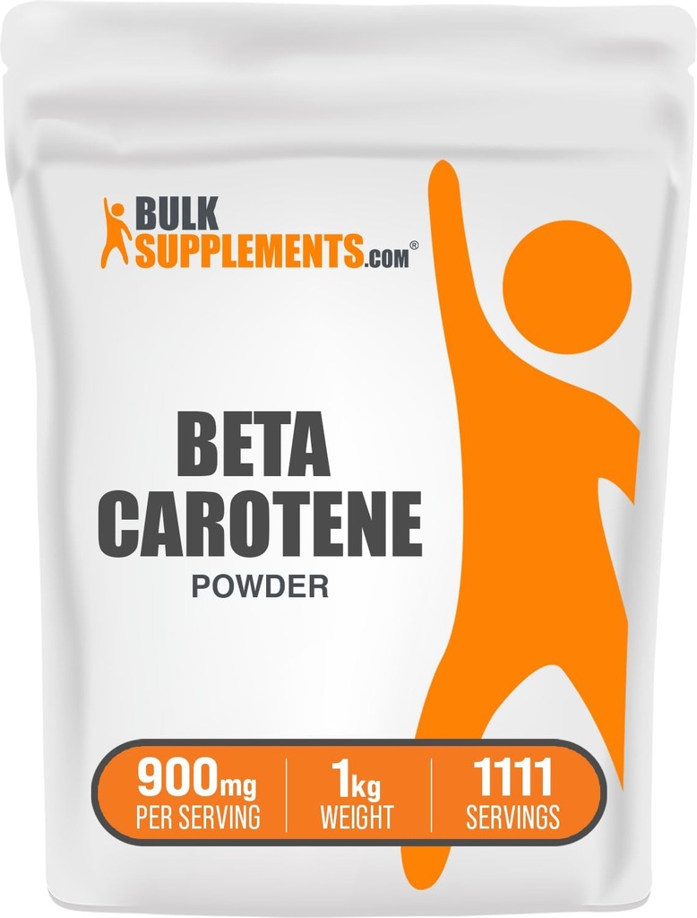 BulkSupplements.com Poudre de bêta-carotène - Supplément de bêta-carotène, supplément de vitamine A pour le soutien immunitaire et la vision - sans gluten, 900mg par portion, 1kg (2,2 lbs) (paquet de 1)