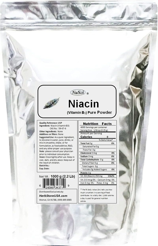 Niacin Vitamin B3 reines Pulver (1000 Gramm (2,2 lb))