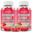 2 pacchi di potassio Citrato Gummies, High Potassium Supplement Gummies 1200mg Supporto Gambe e salute del muscolo, Gummie di potassio per adulti e bambini, Vegan, Raspberry Flavor 120 Conte