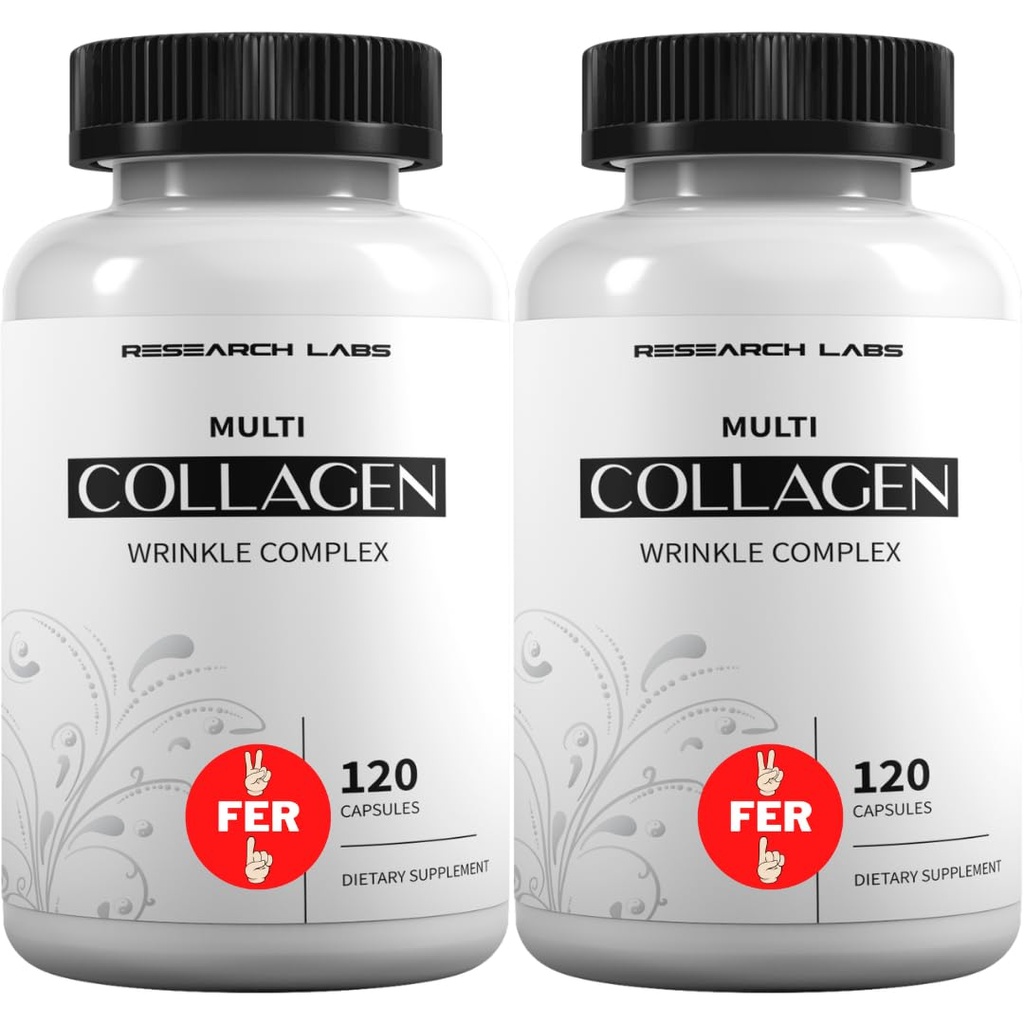 Laboratori 2 per 1 pillole di collagene Promo 240 - 6000 mg al giorno. Supporto anti-invecchiamento per pelle, articolazioni, tendoni, ossa, capelli e unghie. Paleo Friendly. Supplemento della polvere di peptidi del collagene...