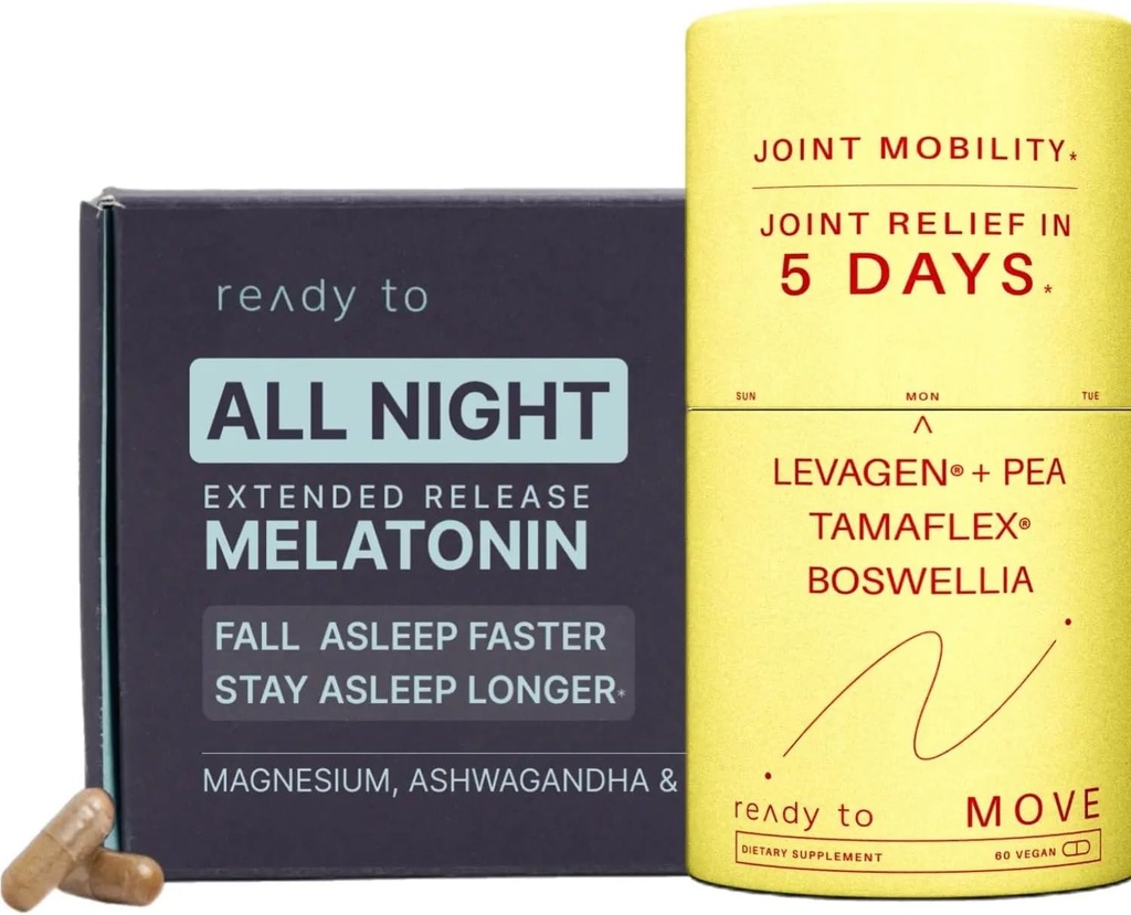 Joint Relief & Sleep Set | Sleep & Joint Support mit Melatonin, Ashwagandha, Tamaflex® Turmeric und Pea | Restful Sleep & Joint Supplements Pack