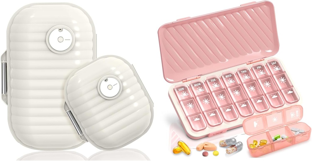 Organisateur de pilules de voyage, 7 jours et pilules Organisateur 3 fois par jour, 7 jours Pill Box - GloDeals Organisateur hebdomadaire de pilules Daily Medicine Container Dispenser Case for Vitamine Fish Oil Supplement