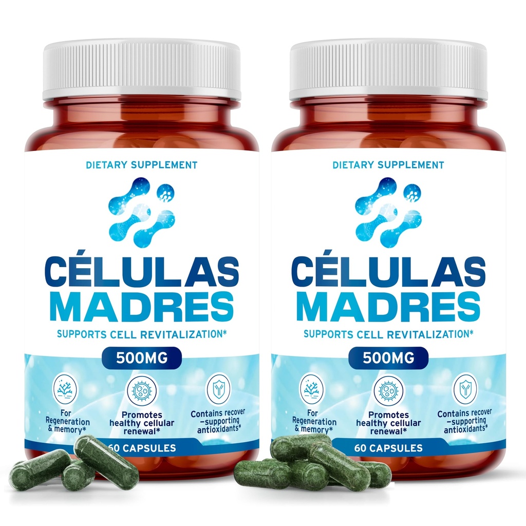 Stem Cell Supplements 500mg (120 Cap) Natural Anti-Aging & Longevity Support with Spirulina & Chlorella, Boost Cellular Renewal, Restore Youthful Energy, Reduce Joint Soreness – Celulas Madre