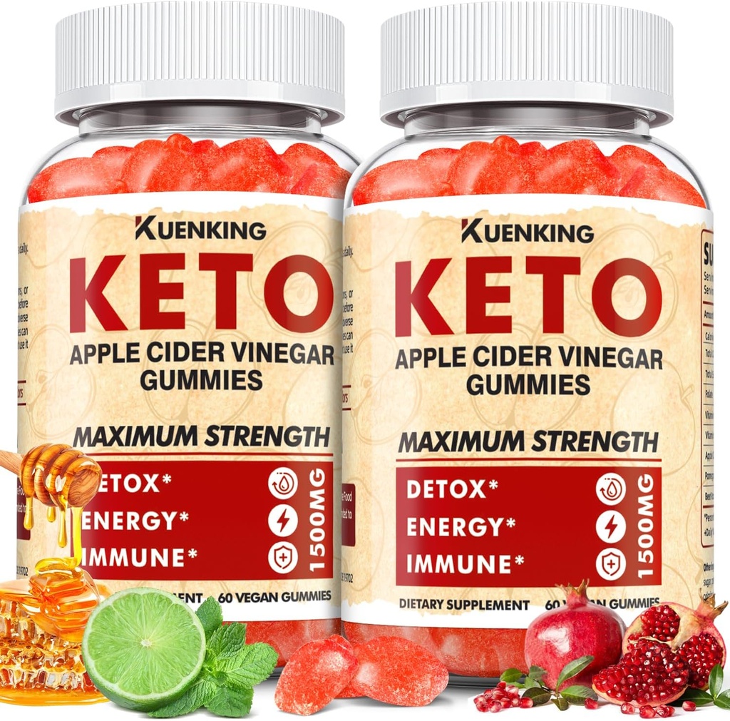 Keto ACV Gummies – Apfelessig mit Mutter, Metabolismus-Unterstützung– mit Vitamin B6 & B12 – Vegan, Non-GMO – Unterstützt täglich Wellness – 120 Count
