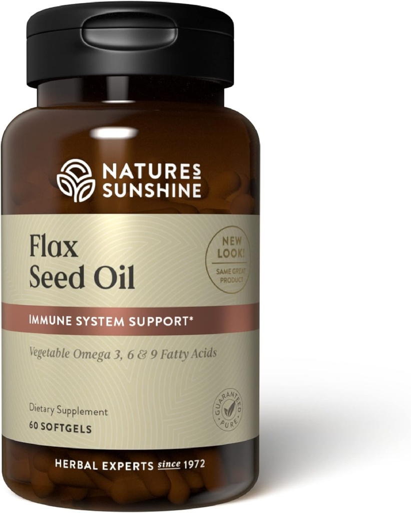 Huile de lin solaire de la nature, 60 softgels. Excellente source d'acides gras Cœur-santé, contient des Lignans qui aident à stimuler l'immunité et à soutenir la santé du sein et de la prostate