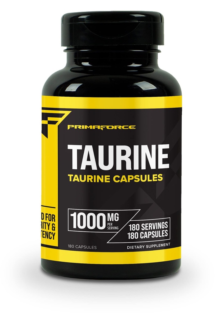 Primaforce Taurine 1000mg Capsules, 180 capsules, Supplément sans OGM et sans gluten