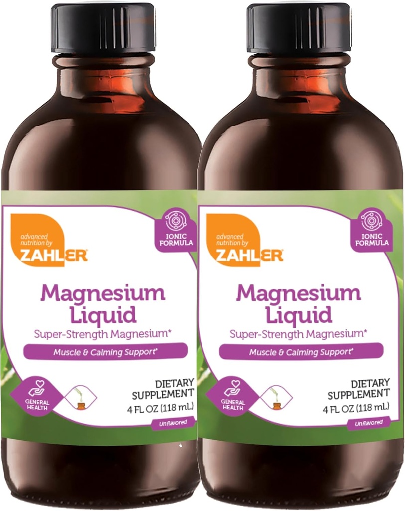 Zahler Magnesium Liquid Super-Strength Magnesium Muskel-Berechnung Unterstützung, 4 FL OZ. Entflammt. (2 Stück)