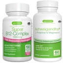 Super B12-Complex 1000mcg + Advanced Ashwagandha KSM-66, L-Theanin & Magnesium Bundle, High Absorption Sublingual Vitamin B12 + Multi Action Adaptogen Complex, von Igennus