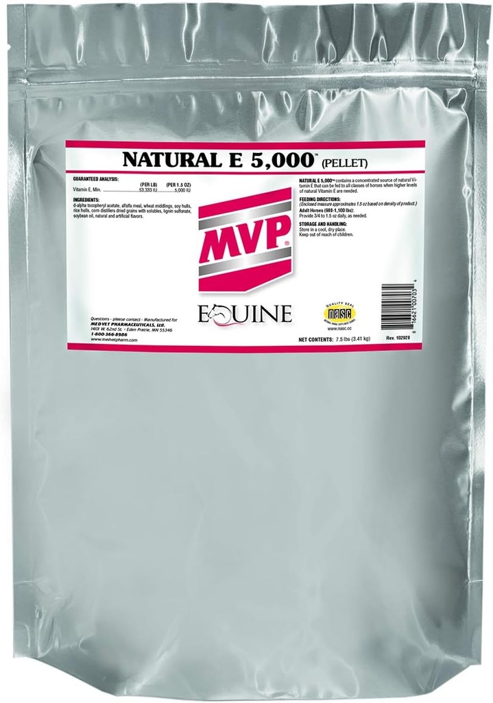 Natürliche E 5.000 (7,5 lb) Natürliche Form von Vitamin E zur besseren Bioverfügbarkeit für Pferde