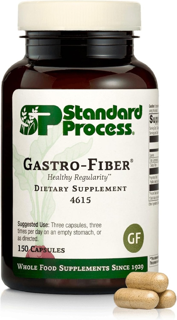 Standard Process Gastro-Fiber - Nahrungsergänzungsmittel für Verdauungsmedizin - Unterstützt Gutgesundheit - Glutenfrei & Non-Soy - 150 Kapseln (50 Portionen)