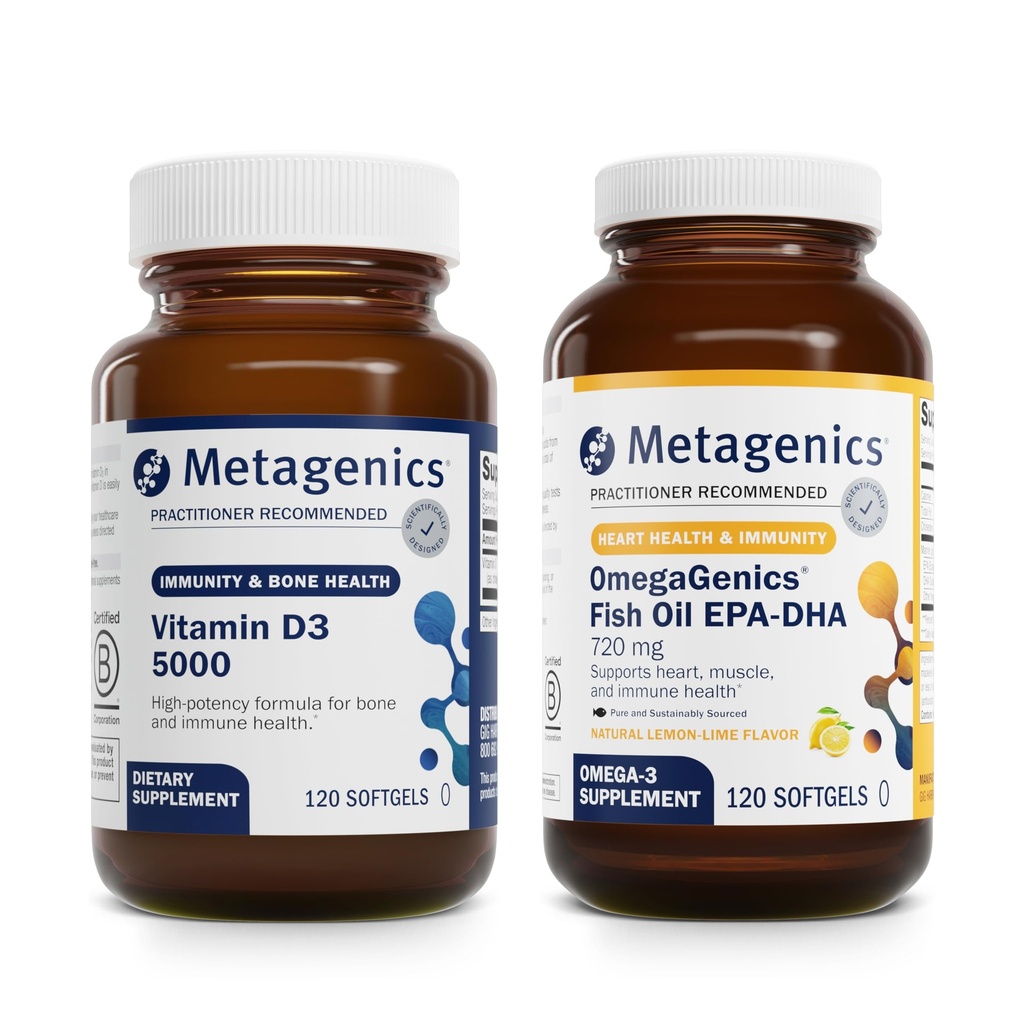 Metagenics Bundle - D3 5000 & EPA-DHA 720-120 Softgele von D3 5000 für Immununterstützung, Knochen & Herzgesundheit* - 120 Softgele von EPA-DHA 720 für Herz, Muskel- und Immunsystem Gesundheit*
