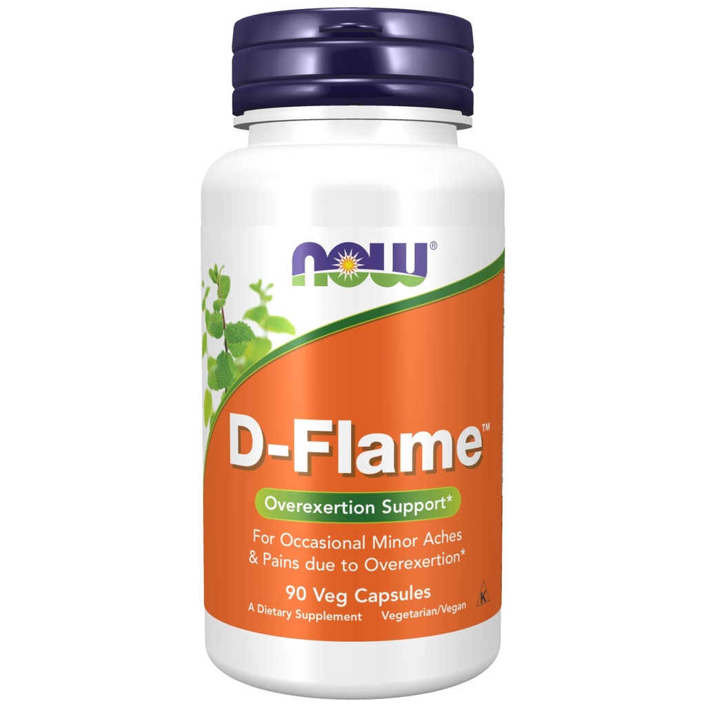 NOW Foods Supplements, D-Flame™ with a Blend of Complementary Herbs, Overexertion Support*, 90 Veg Capsules