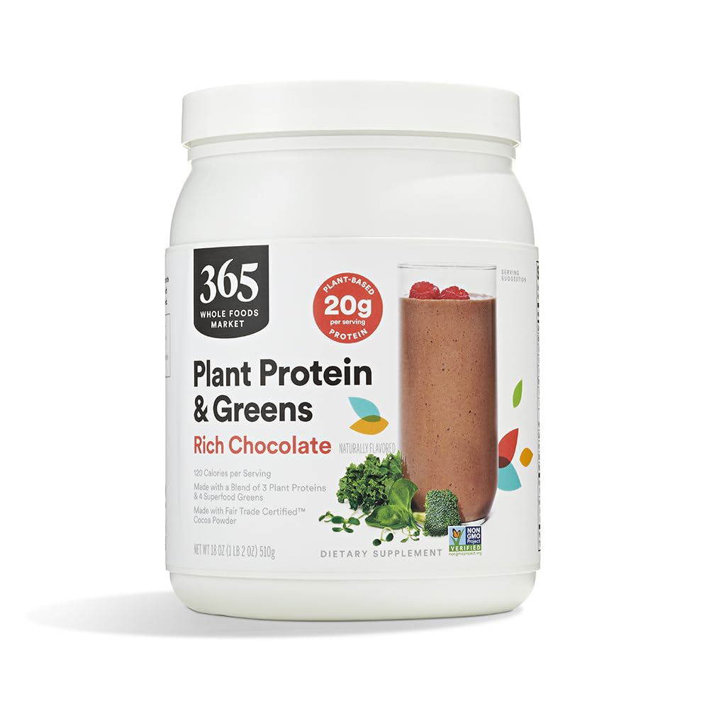 Ganzer Lebensmittelmarkt, Pflanzenprotein & Grüns, Rich Chocolate, 18 Unze