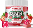 Creatine Monohydrate Chews Complex 6400mg pour les hommes et les femmes -Advanced Formula W/L-Taurine + Vitamine B12, Supplément à croquer sans sucre,60 softchews fraises