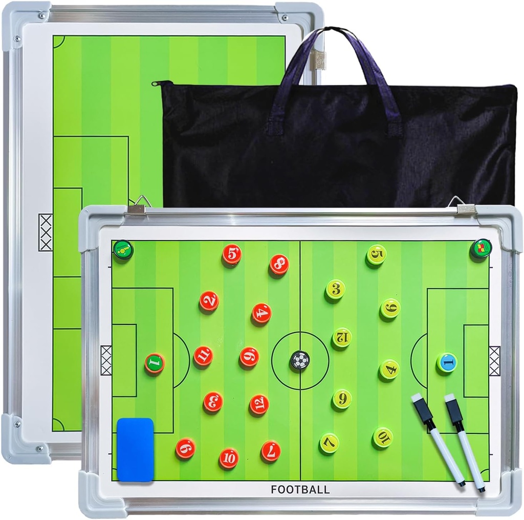 Pure Vie Magnetic Soccer Coaching Tactics Board, Portable Soccer Clipboard per gli allenatori Soccer Dry Erase Whiteboard Strategy Tactical Blackboard Football Coach Board con i giocatori Markers, penna e gomma