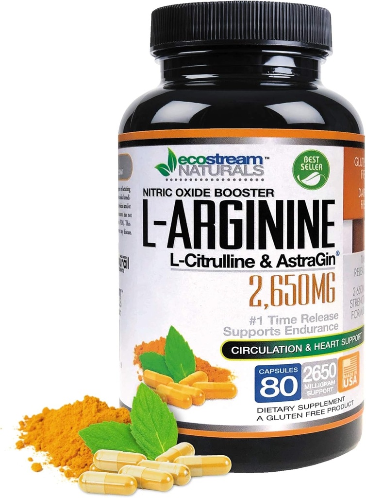 MAX 2650mg Nitric Oxide Booster L-Arginina - L-Citrulina e Astragin - Time Release 2650 MAX Formula