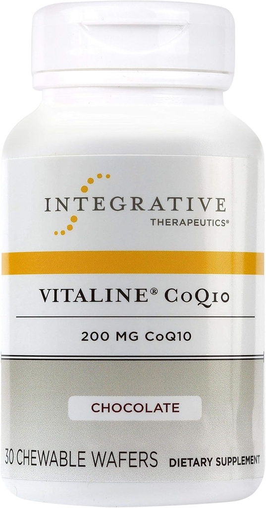 Integrative Therapeutics Vitaline CoQ10 200 mg - Brain Health Support Supplemento per Adulti* - Supporta la salute del cuore* - Dairy-Free - Chocolate Flavored, 30 Chewable Tablets (30 Serve)