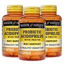 MASON NATURAL Probiotic Acidophilus, 150 Day Supply, Supporta Regolarità e Digestione Normale con Pectin & Calcium, 100 Capsule (Pack of 3)