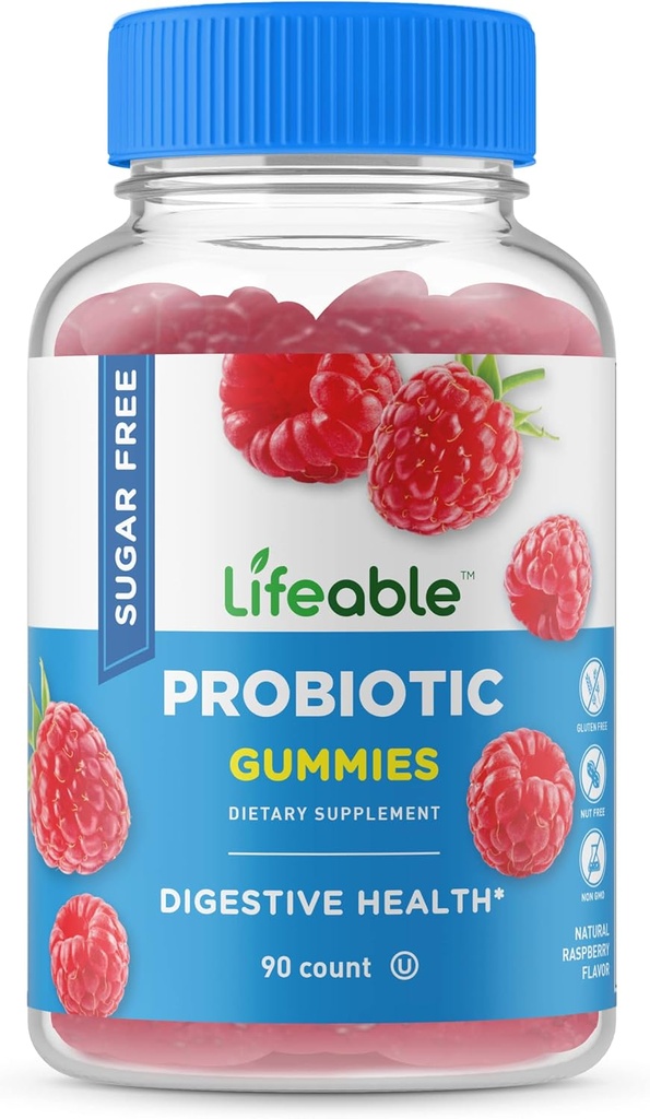 Lifeable Sugar Free Probiotics – Great Tasting Natural Flavor Gummy Supplement Kaubare – GMO Free, Vegetarian, Gluten Free – für Gut Health und Immununterstützung – für Erwachsene, Männer, Frauen – 90 Gummis