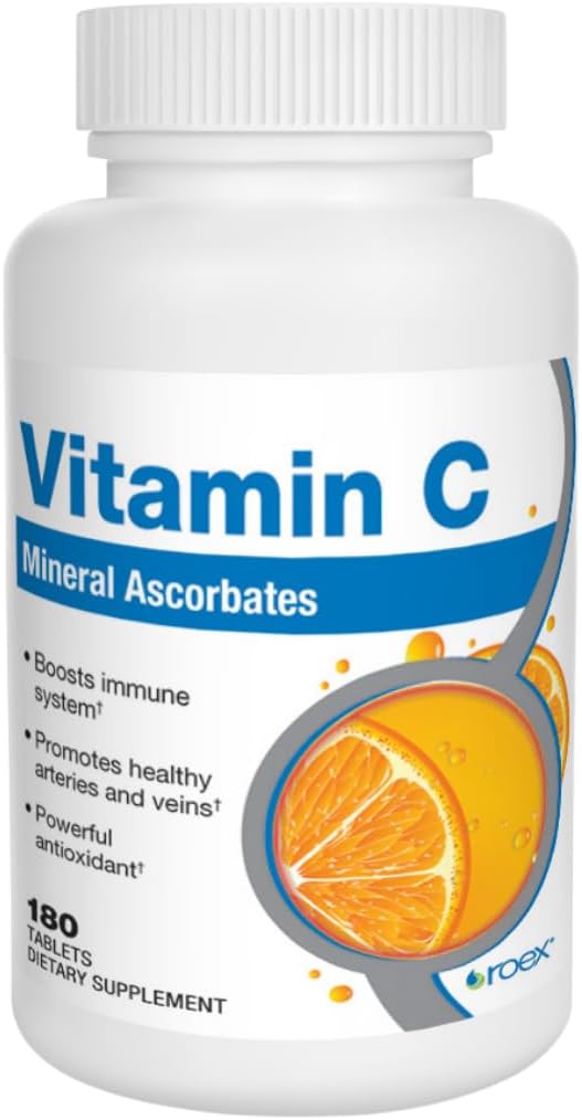 Vitamines Roex : vitamine C Ascorbates minéraux : anti-âge : système immunitaire sain : 180 Nombre