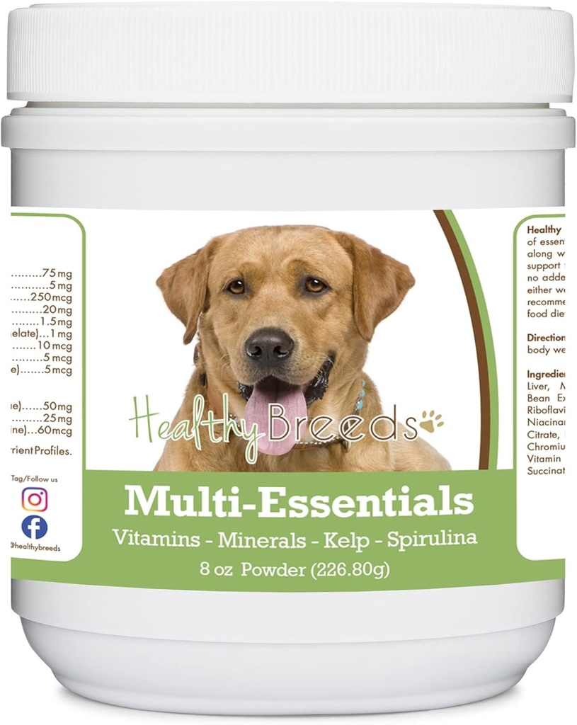 Gesunde Rassen Labrador Retriever, Golden, Multi-Essentials Pulver für Hunde - eine ideale Ergänzung von Vitaminen, Mineralien & Antioxidantien für Ihren Hund - 8 Unze