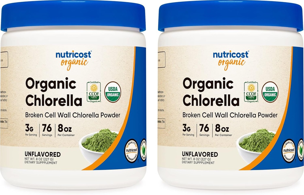 Nutricost Organic Chlorella 8oz (.5 LBs) (2 Flaschen) - 3000mg pro Servierung