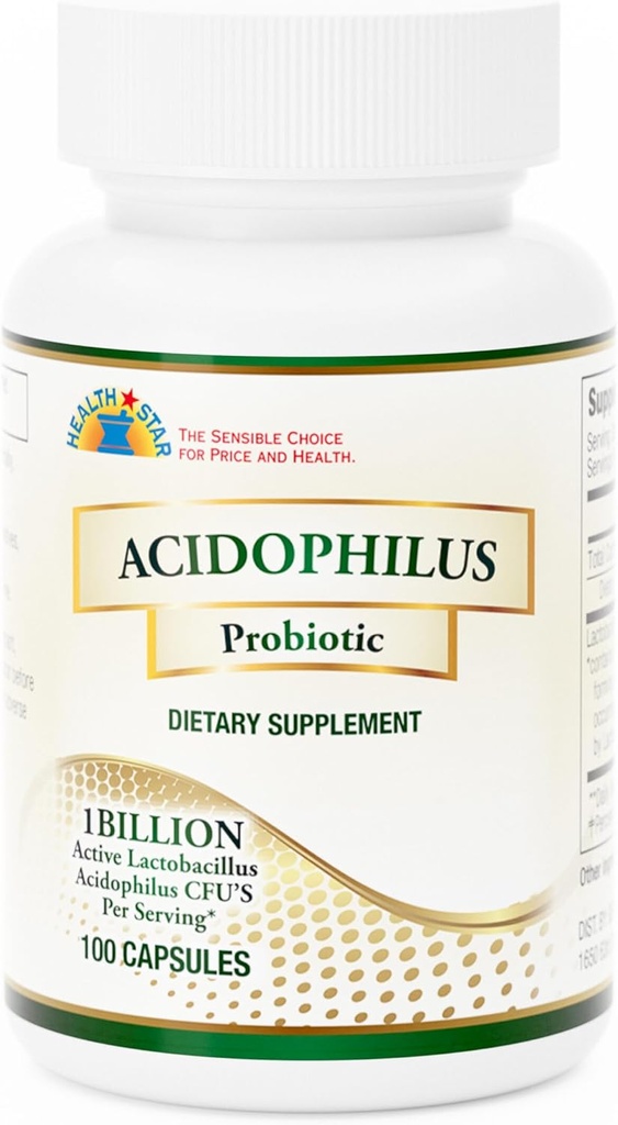 GeriCare Acidophilus 10mg Capsule Probiotici, Supporti Digestive Gut Flora Balance, Immune Boost Integratore alimentare, (100 Conte, Confezione di 1)