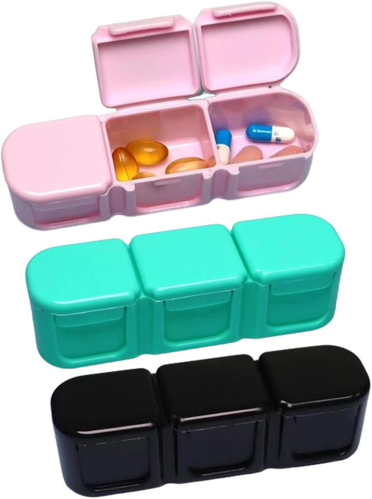 3 Stück Pille Organizer, 3 Timer Daily Moisture Proof Pille Box Pocket Purse Portable Travel Vitamin Container Medicine Case