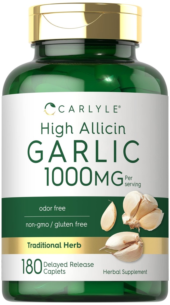 Supplément à l'ail de Carlyle 1000mg. 180 Caplets.