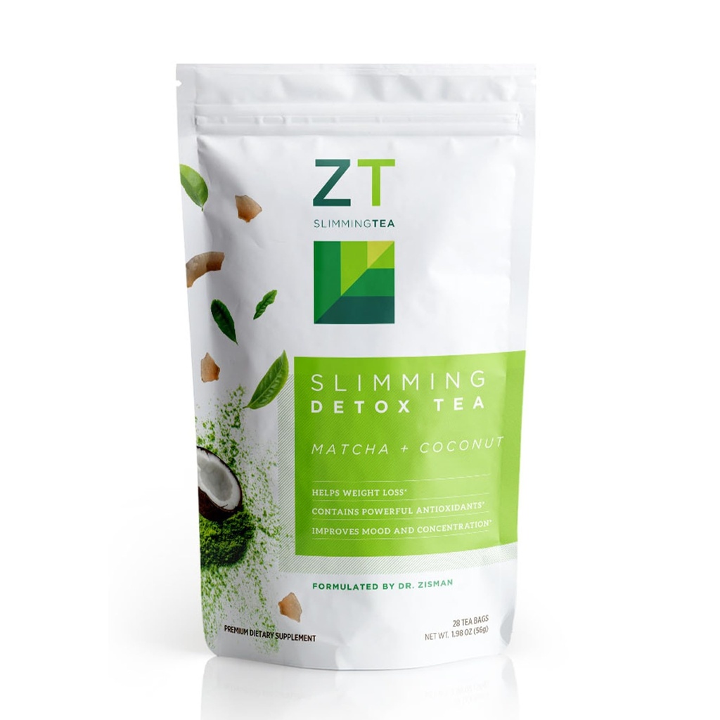 Dr Zisman ZT Slimming - Matcha-Coconut mélange de thé à base de plantes avec Senna effets antioxydants - 28 jours mélange de bien-être (28 sachets de thé)