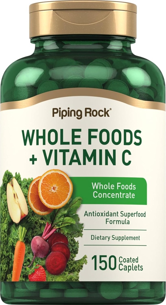 Piping Rock Whole Foods Vitamin C | 150 Caplets | Superfood Blend | Vegetariano, Non OGM, Gluten Free Supplement