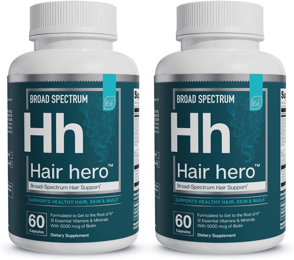 Essential Elements® Hair HeroTM - Haar Vitamine für Männer - Broad-Spectrum-Unterstützung mit 5000 mcg Biotin - 60 Count - 30 Servierungen (2-Pack)