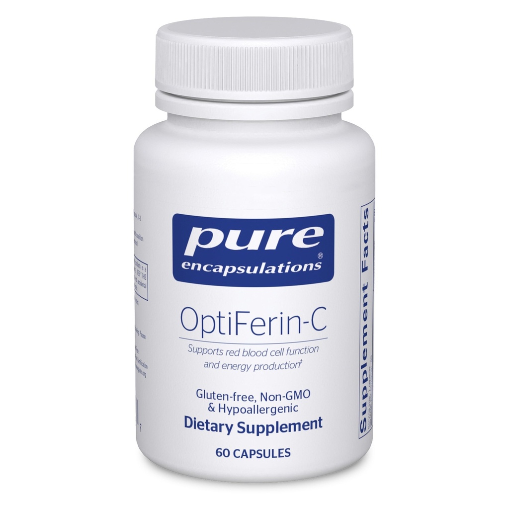 Pure Encapsulations OptiFerin-C - für Rote Blutzellen & Energie - Eisen Absorptionsunterstützung - Energieergänzung* - Vitamin C angereichert - Glutenfrei & Nicht-GMO - 60 Kapseln