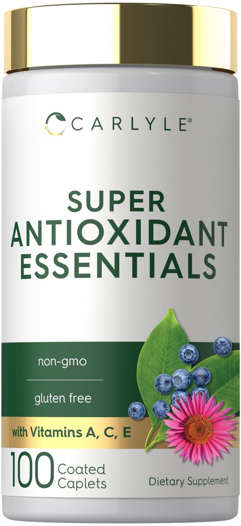 Supplément aux antioxydants Carlyle : 100 capsules Complexe nutritionnel : vitamine A, C, E, non OGM, formule sans gluten